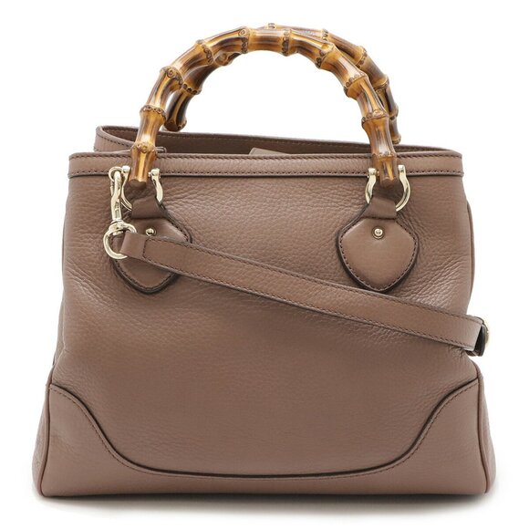 GUCCI Pink Leather Bamboo Shoulder Bag